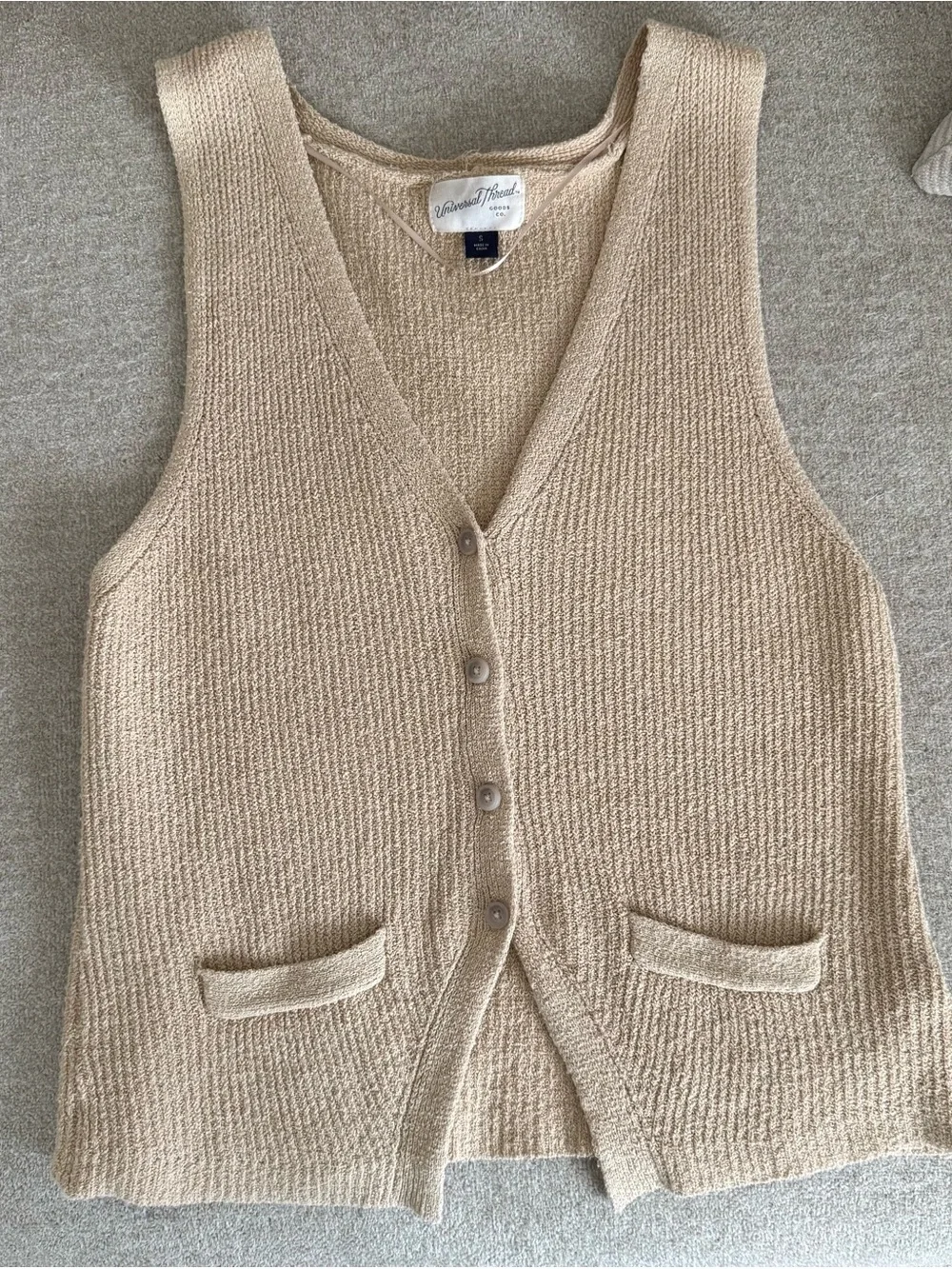 Universal Thread Tan Beige Neutral Button Sweater Vest